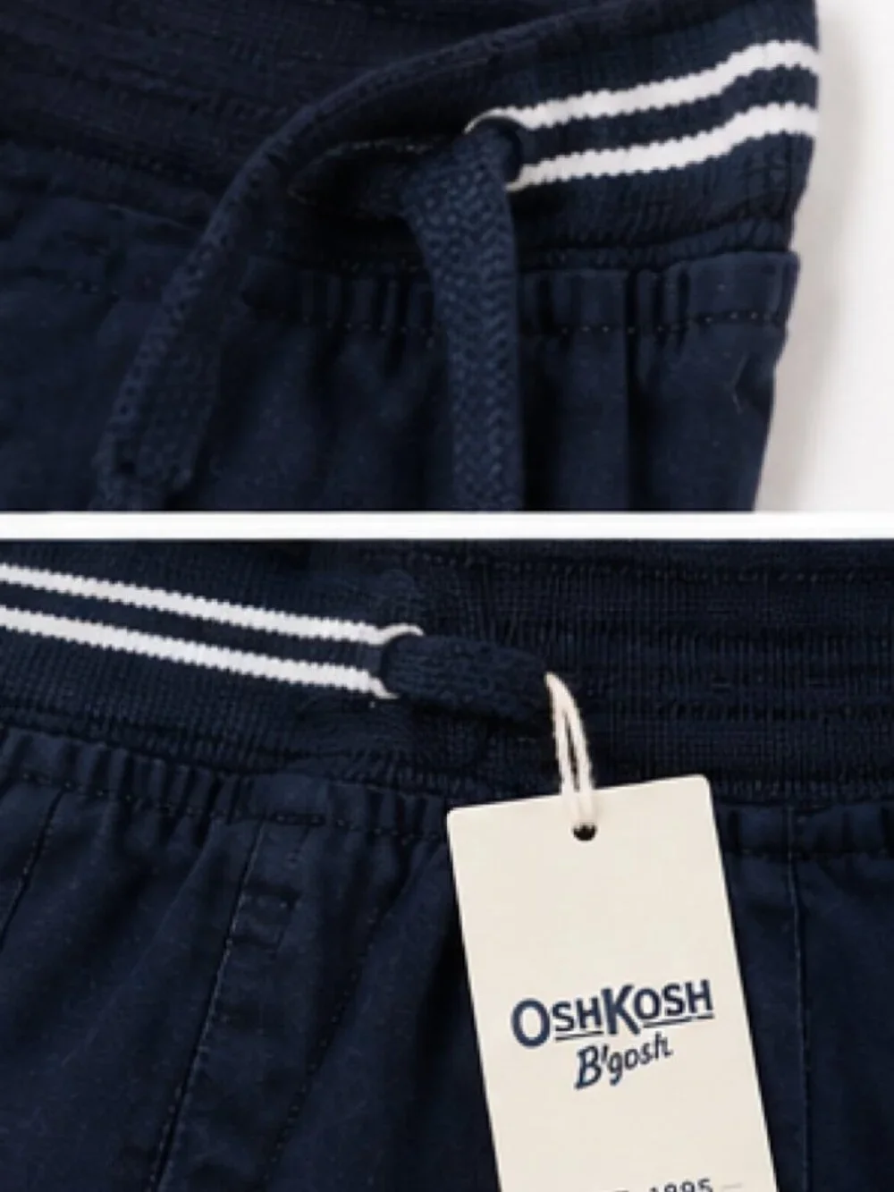OshKosh - Boys Navy Blue Stretch Cargo Shorts Size 8 Drawstring Waist [NWT]
